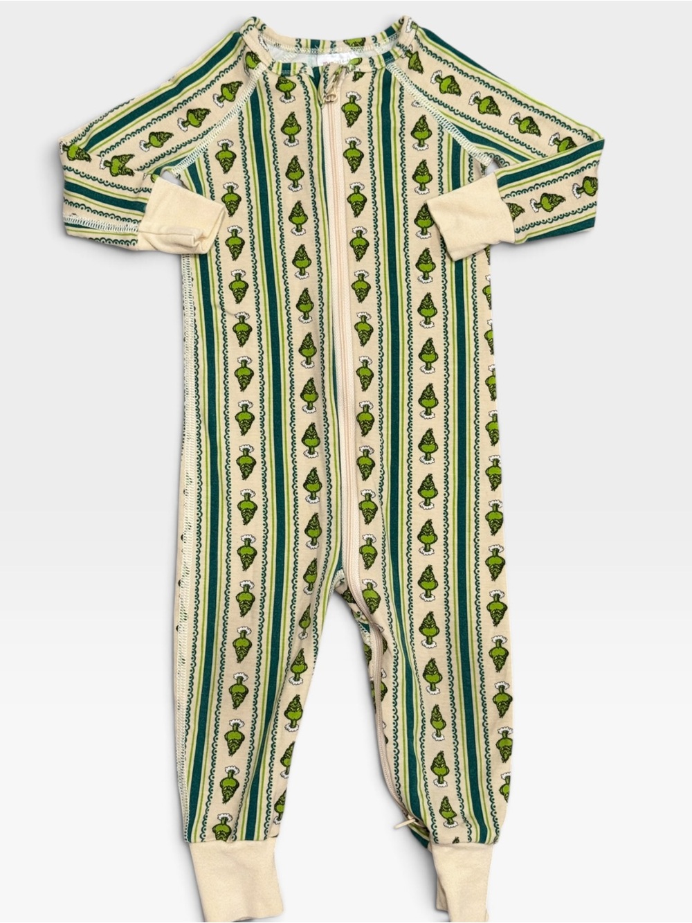 Hanna Andersson Grinch Zip Sleeper 6-12M Baby TENCEL Modal Christmas Convertible